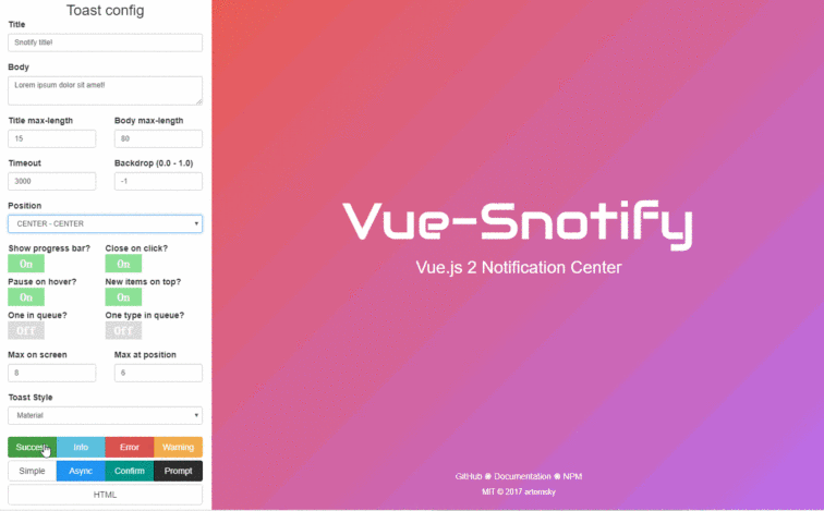 vue snotify